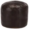 Image de Pouf 40 X 35 Cm Marron FoncÃ© Cuir VÃ©ritable De ChÃ¨vre
