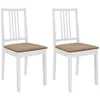 Image de Lot de 2 chaises de salle Ã  manger en bois massif blanc avec coussins, design classique