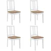 Image de vidaXL 4 pcs Chaises Ã  dÃÂ®ner avec coussins Blanc Bois solide