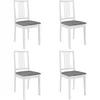 Image de vidaXL 4 pcs Chaises Ã  dÃÂ®ner avec coussins Blanc Bois solide