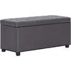 Image de vidaXL Pouf de rangement 87,5 cm Gris Similicuir