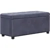 Image de vidaXL Pouf de rangement 87,5 cm Gris Similicuir daim