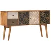Image de vidaXL Buffet avec motif imprimÃ© 130x30x70 cm Bois de manguier massif