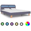 Image de vidaXL Cadre de lit avec LED Gris clair Tissu 160 x 200 cm