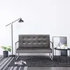 Image de vidaXL CanapÃ© 2 places avec accoudoirs Gris foncÃ© Chrome et velours