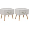 Image de Tables de chevet 2 piÃ¨ces avec tiroir en similicuir blanc 40 x 35 x 40 cm