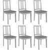 Image de vidaXL Chaises Ã  manger avec coussins lot de 6 gris bois solide