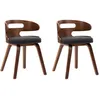 Image de vidaXL Chaises de salle Ã  manger 2 pcs Gris foncÃ© Bois courbÃ© et tissu