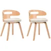 Image de vidaXL Chaises de salle Ã  manger 2 pcs CrÃ¨me Bois courbÃ© et similicuir