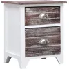 Image de vidaXL Table de chevet Marron et blanc 38x28x45 cm Bois de Paulownia