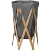 Image de PANIER Ã LINGE PLIABLE GRIS BOIS ET TISSU