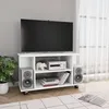 Image de vidaXL Meuble TV avec roulettes blanc 80x40x45 cm bois d'ingÃ©nierie