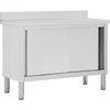 Image de Vidaxl Table De Travail Avec Portes Coulissantes 120x50x(95-97)Cm Inox