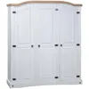Image de vidaXL Garde-robe avec 3 portes Gamme Corona pin mexicain Blanc