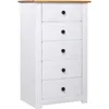 Image de Buffet avec 5 Tiroirs & ÃtagÃ¨re d'Affichage Blanc 46x40x89 cm Pin Gamme Panama