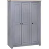 Image de VidaXL 282662 placard et armoire de chambre Ã  coucher 4 Ã©tagÃ¨res 3 portes(s) Gris