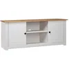 Image de vidaXL Meuble TV Blanc 120x40x50 cm Bois de pin massif Gamme Panama