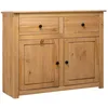 Image de Buffet 1 piÃ¨ce 2 tiroirs 2 portes en pin massif blanc Panama Range Armoire de rangement