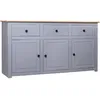 Image de vidaXL Buffet Gris 135x40x80 cm Pin solide Assortiment Panama