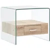 Image de Table Basse Avec Tiroir 50 X 50 X 45 Cm Verre TrempÃ©