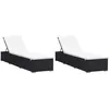 Image de Vidaxl Chaises Longues Avec Coussins 2 Pcs RÃ©sine TressÃ©e Noir