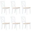Image de vidaXL Chaises Ã  manger lot de 6 blanc et bois clair bois hÃ©vÃ©a massif