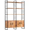 Image de BibliothÃ¨que 4 Niveaux 6 ÃtagÃ¨res Grain Unique 124x30x180 Cm Bois Acacia Massif