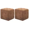Image de 2 Pcs Poufs Marron 30 X 30 X 30 Cm Similicuir Daim