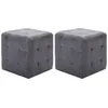 Image de 2 Pcs Poufs Gris 30 X 30 X 30 Cm Similicuir Daim