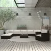 Image de Vidaxl Salon De Jardin 11 Pcs Avec Coussins RÃ©sine TressÃ©e Marron