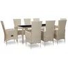 Image de Salon De Jardin Avec Coussins 9 Pcs RÃ©sine TressÃ©e Beige