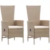 Image de Vidaxl Chaises D'extÃ©rieur 2 Pcs Avec Coussins RÃ©sine TressÃ©e Beige