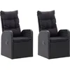 Image de Vidaxl Chaise Inclinable De Jardin 2pc Et Coussins RÃ©sine TressÃ©e Noir