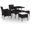 Image de Vidaxl Mobilier Ã DÃ®ner D'extÃ©rieur 5 Pcs Noir RÃ©sine TressÃ©e Et Verre