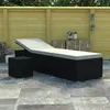 Image de Vidaxl Chaise Longue Avec Coussin Et Table Ã ThÃ© Rotin Blanc CrÃ¨me
