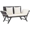 Image de Vidaxl Banc De Jardin Avec Coussins 176 Cm Noir RÃ©sine TressÃ©e