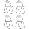 Image de Chaises de salle Ã  manger pliantes 4 piÃ¨ces Blanc Similicuir Cadre en acier
