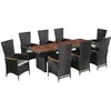 Image de Vidaxl Salon De Jardin 9 Pcs Avec Coussins RÃ©sine TressÃ©e Noir
