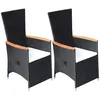 Image de Vidaxl Chaise Inclinable De Jardin 2pc Et Coussins RÃ©sine TressÃ©e Noir