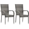 Image de Chaises empilables d'extÃ©rieur 2 pcs Gris RÃ©sine tressÃ©e
