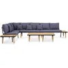 Image de Vidaxl Salon De Jardin 7 Places Avec Coussins Acacia Solide Marron