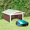 Image de vidaXL Garage de tondeuse Ã  gazon 72x87x50 cm Moka et blanc Sapin