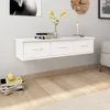 Image de vidaXL ÃtagÃ¨re murale avec tiroirs Blanc 88x26x18,5 cm bois ingÃ©nierie