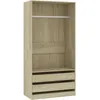 Image de Armoire avec Tiroirs & Rail pour VÃªtements ChÃªne Sonoma 100x50x200 cm Bois ComposÃ©