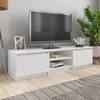 Image de vidaXL Meuble TV blanc brillant 140x40x35,5 cm bois d'ingÃ©nierie