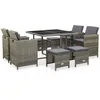 Image de Mobilier Ã DÃ®ner De Jardin 9pcs Et Coussins RÃ©sine TressÃ©e Gris