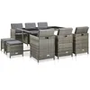 Image de Mobilier Ã DÃ®ner De Jardin 11pcs Et Coussin RÃ©sine TressÃ©e Gris