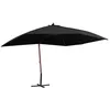 Image de Parasol Suspendu Avec Mat En Bois 400x300 Cm Noir