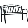 Image de Banc De Jardin 125 Cm En Acier Noir, SiÃ¨ge D'extÃ©rieur RÃ©sistant AuxintempÃ©ries