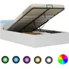 Image de vidaXL Cadre de lit Ã  rangement avec LED Blanc Similicuir 140x200 cm